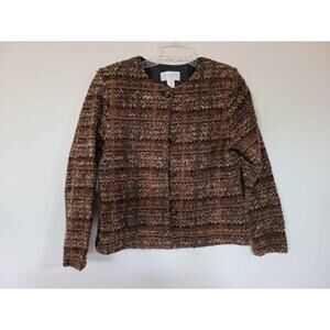 Casual Corner Annex Brown Multi Tweed Jacket Button Front Medium Vintage Classic